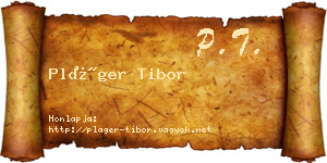 Pláger Tibor névjegykártya